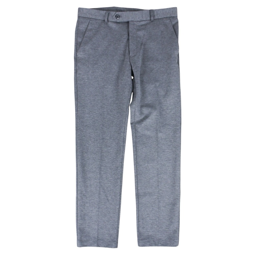 Peter England Perform Super Slim Dress Pants Gray Stretch Flat Front Men's 32